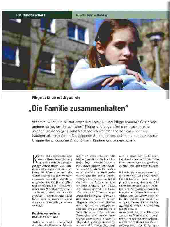 Vorschauseite 1: Pflegende Kinder und Jugendliche - Die Familie zusammenhalten