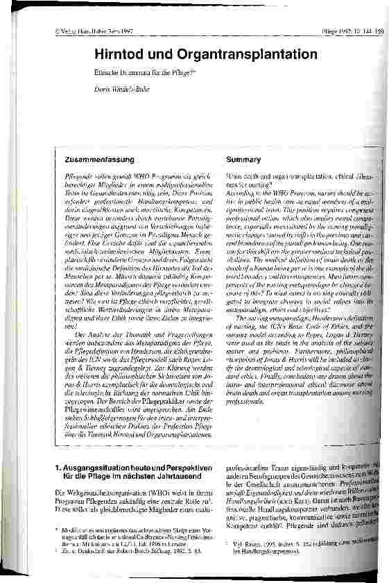Vorschauseite 1: Hirntod und Organtransplantation