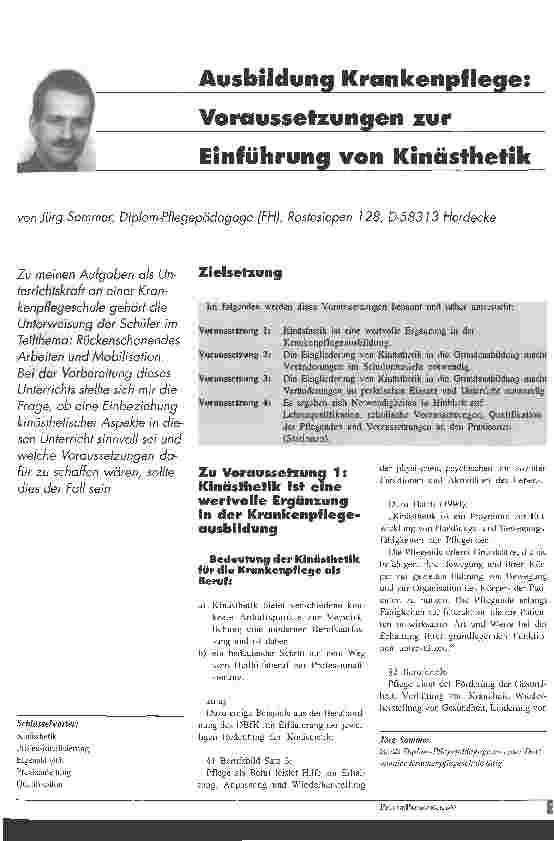 Vorschauseite 1: Ausbildung Krankenpflege: Voraussetzungen zur Einführung von Kinästhetik