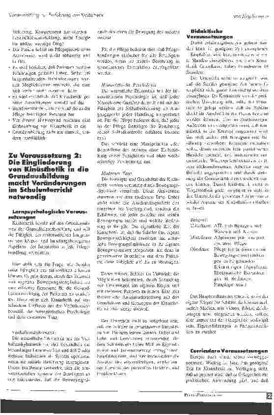 Vorschauseite 3: Ausbildung Krankenpflege: Voraussetzungen zur Einführung von Kinästhetik