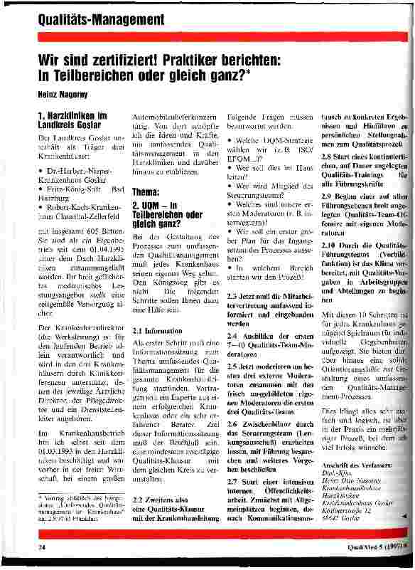Vorschauseite 1: Wir sind zertifiziert! Praktiker berichten: In Teilbereichen oder gleich ganz?