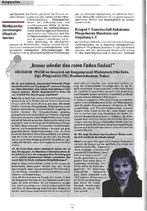 Vorschauseite 2: Die Allianz der Konkurrenten Mit Kooperationen zeigen private Pflegedienste Selbstbwußtsein und setzen Akzente