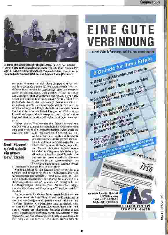 Vorschauseite 3: Die Allianz der Konkurrenten Mit Kooperationen zeigen private Pflegedienste Selbstbwußtsein und setzen Akzente