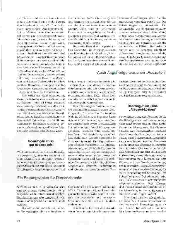Vorschauseite 2: Rooming-in für Angehörige