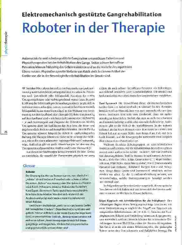 Vorschauseite 1: Elektromechanisch gestützte Gangrehabilitation Roboter in der Therapie