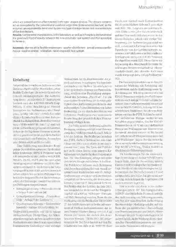 Vorschauseite 2: Enzymatischer Schnelltest für die Gesamtprozessleistung maschineller Aufbereitungsprozesse für thermolabile Endoskope (RDG-E-Prozesse)