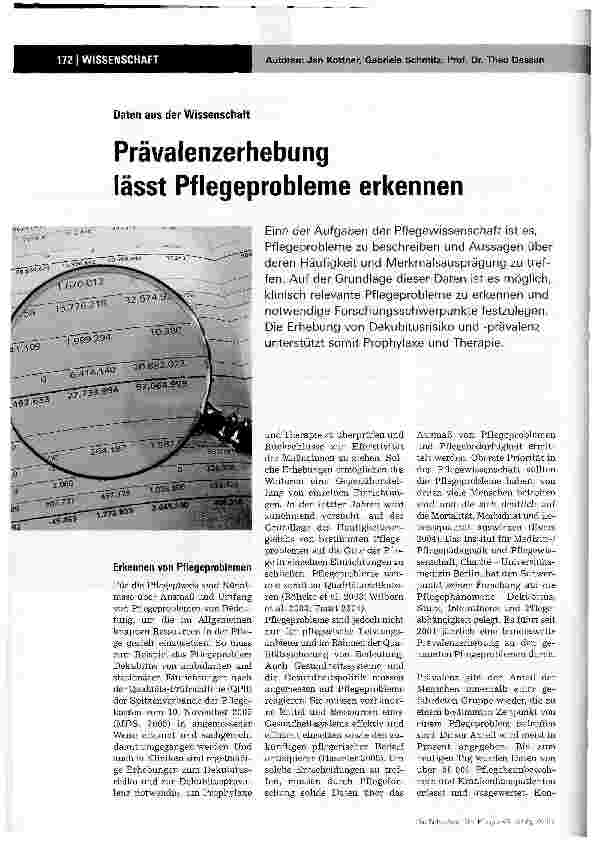 Vorschauseite 1: Prävalenzerhebung lässt Pflegeprobleme erkennen