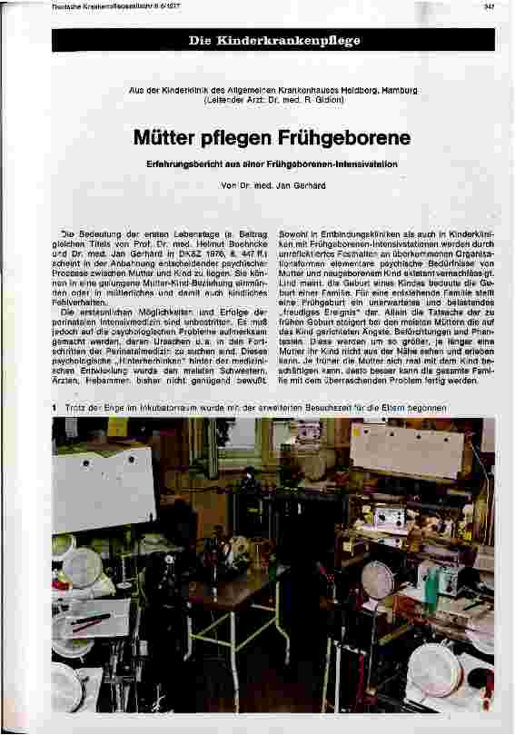 Vorschauseite 1: Mütter pflegen Frühgeborene Erfahrungsbericht aus einer Frühgeborenen-Intensivstation
