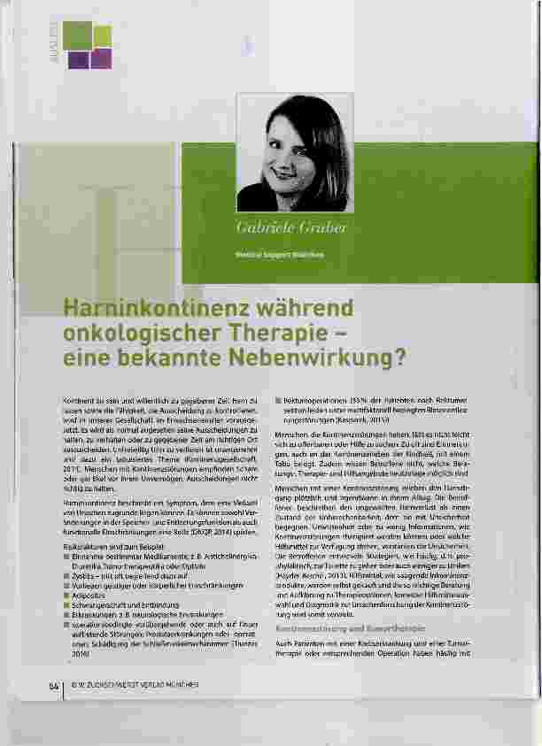 Vorschauseite 1: Harninkontinenz während onkologischer Therapie eine bekannte Nebenwirkung?
