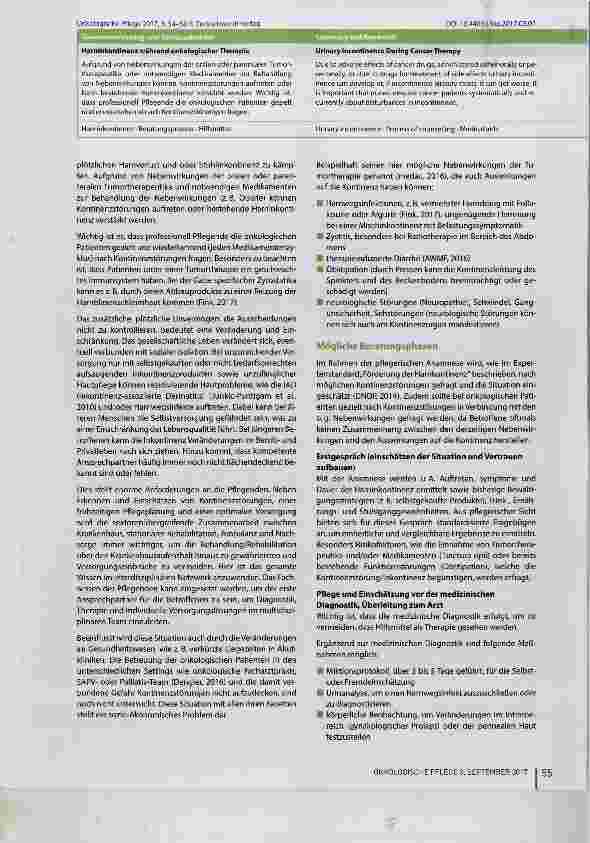 Vorschauseite 2: Harninkontinenz während onkologischer Therapie eine bekannte Nebenwirkung?