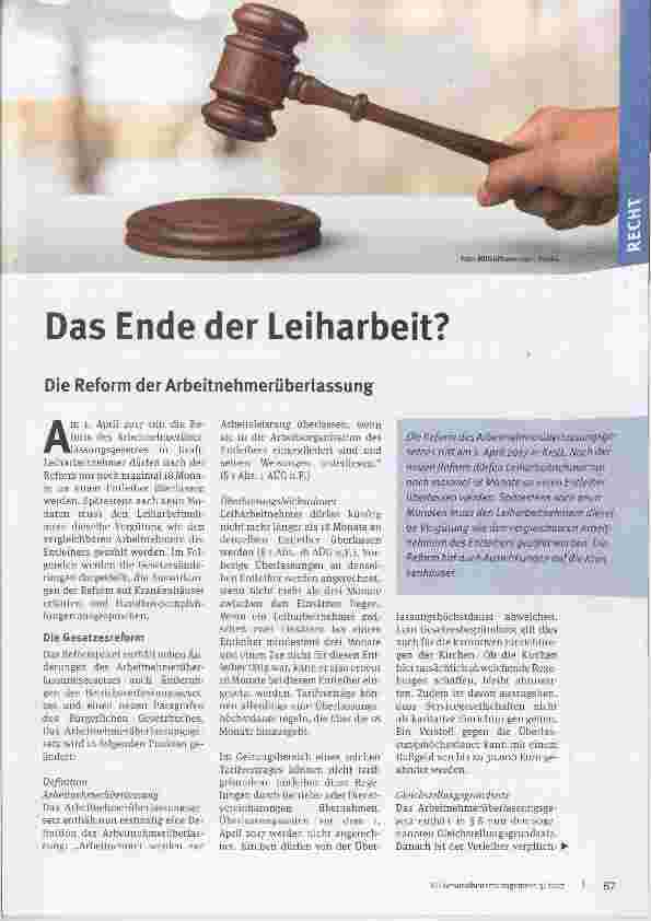 Vorschauseite 1: Das Ende der Leiharbeit?
