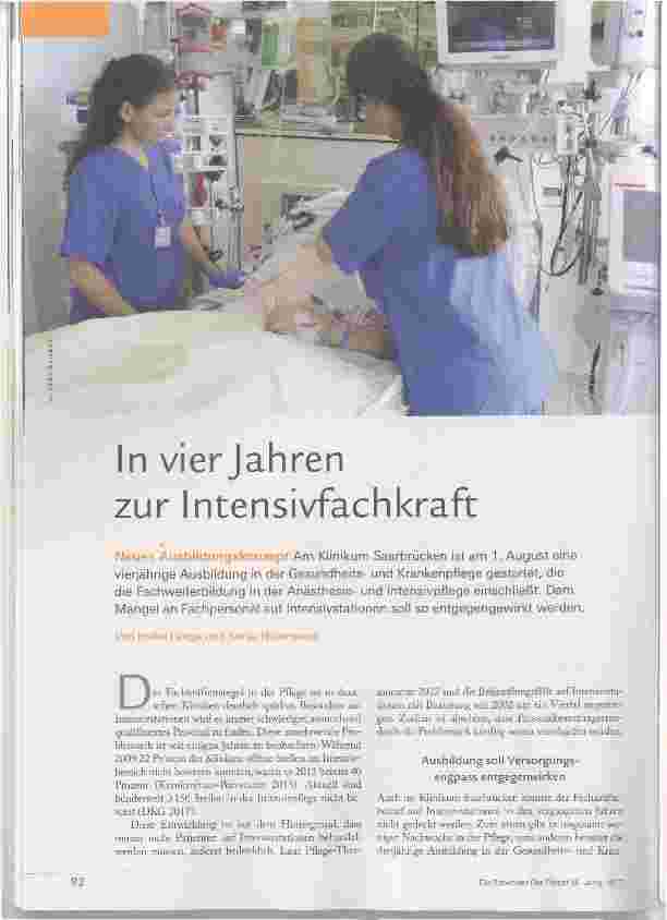 Vorschauseite 1: In vier Jahren zur Intensivfachkraft
