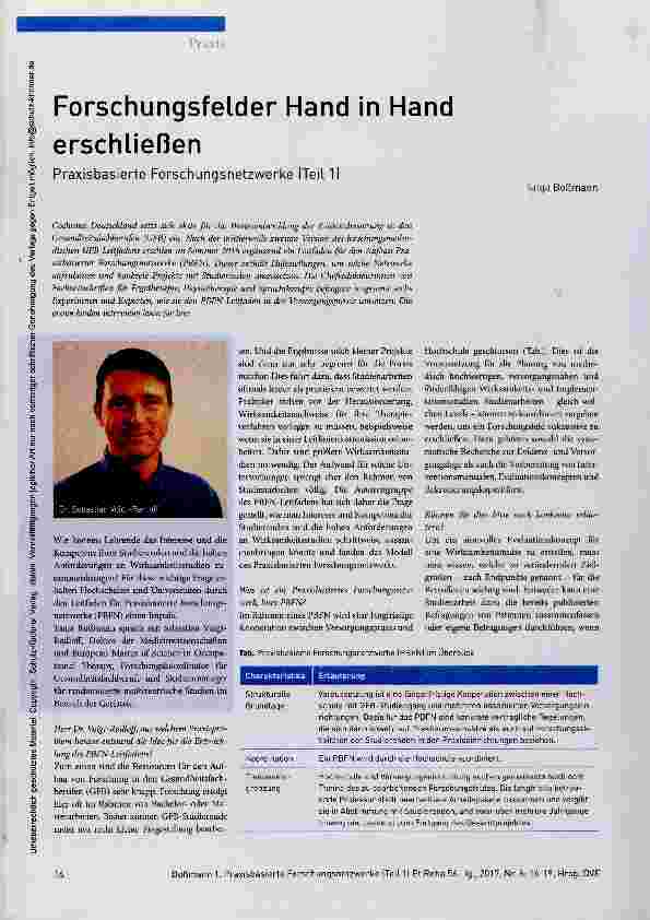Vorschauseite 1: Forschungsfelder Hand in Hand erschließen Praxisbasierte Forschungsnetzwerke (Teil 1)
