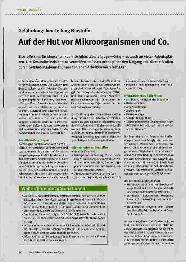 Vorschauseite 1: Auf der Hut vor Mikroorganismen und Co.