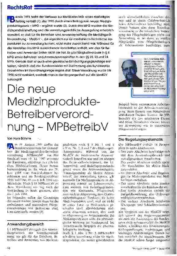 Vorschauseite 1: Die neue Medizinprodukte-Betreiberverordnung (MPBetreibV)