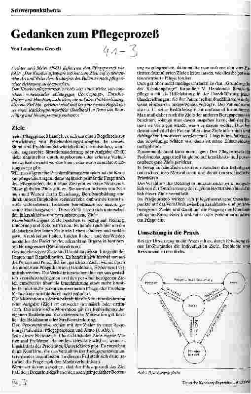 Vorschauseite 1: Gedanken zum Plegeprozeß