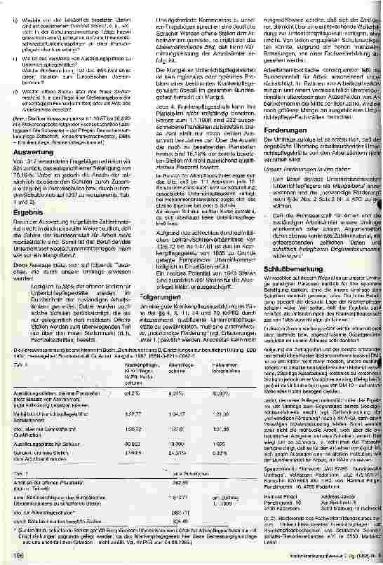 Vorschauseite 2: Unterrichtsschwester /Unterrichtspfleger - ein Mangelberuf? Gekürzte Zusammenfassung einer bundesweiten Umfrage