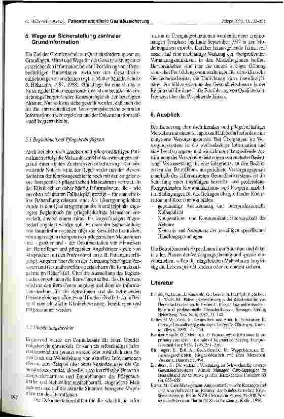 Vorschauseite 6: Patientenorientierte Qualitätssicherung Information und Kooperation der Gesundheitsdienste