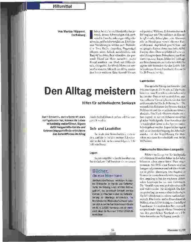 Vorschauseite 1: Den Alltag meistern Hilfen für Sehbehinderte Senioren
