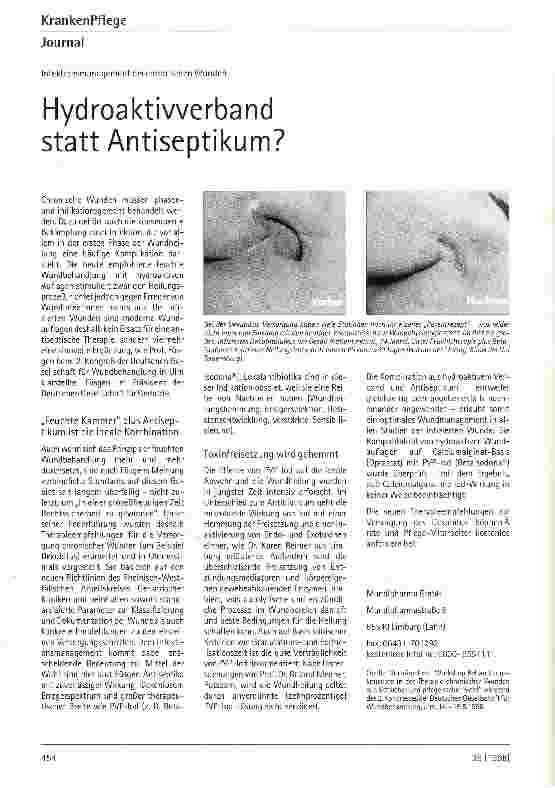 Vorschauseite 1: Hydroaktivverband statt Antiseptikum? Infektionsmanagement bei chronischen Wunden