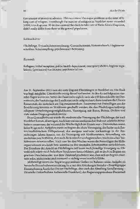 Vorschauseite 2: Praktische Probleme mit der medizinischen Erstversorgung von Flüchtlingenein Erfahrungsbericht aus Frankfurt