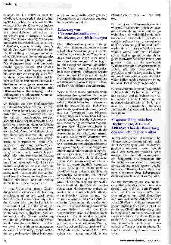 Vorschauseite 2: Pflanzenschutzmittelrückstände -Was weiß der Verbraucher und was sollte er wissen?