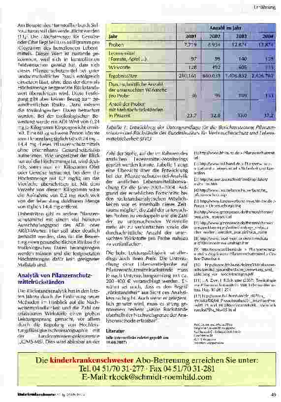 Vorschauseite 3: Pflanzenschutzmittelrückstände -Was weiß der Verbraucher und was sollte er wissen?