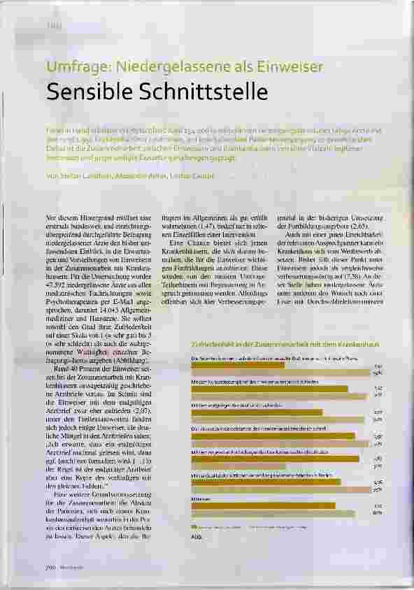 Vorschauseite 1: Umfrage: Niedergelassene als Einweiser Sensible Schnittstelle