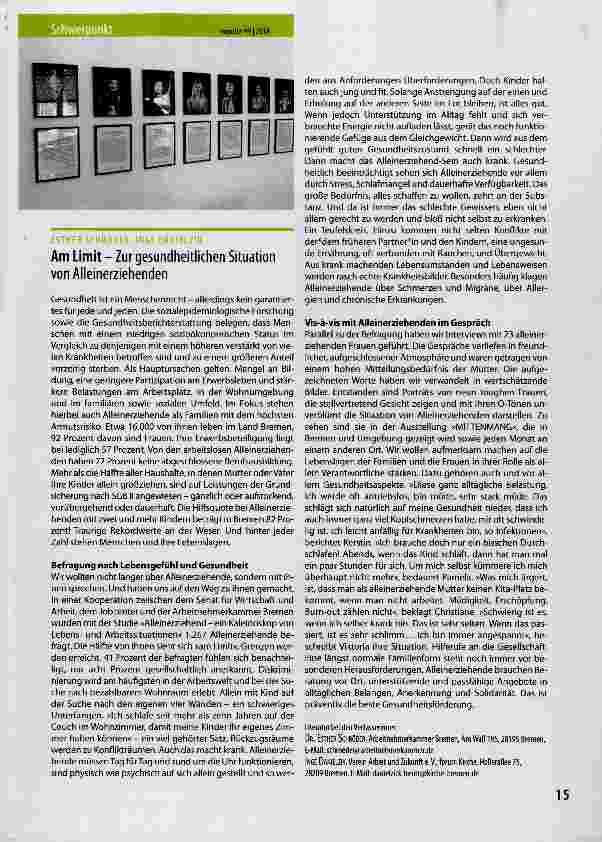 Vorschauseite 1: Am Limit Zur gesundheitlichen Situation von Alleinerziehenden