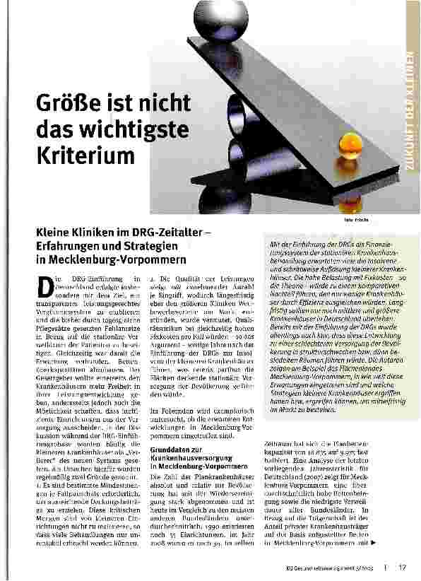 Vorschauseite 1: Größe ist nicht das wichtigste Kriterium