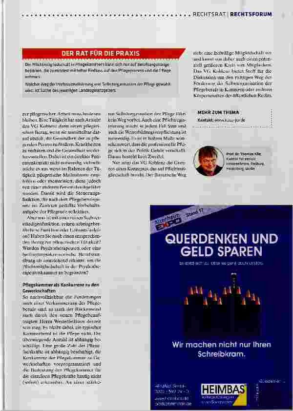Vorschauseite 2: Pflegekammer: Streit um die Pflichtmitgliedschaft