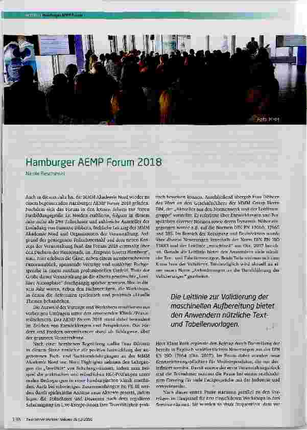 Vorschauseite 1: Hamburger AEMP Forum 2018