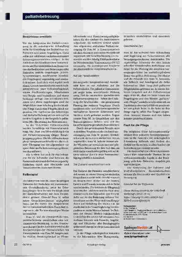 Vorschauseite 3: Alle Berufsgruppen sind angesprochen Palliativmedizin für Patienten mit unheilbarer Krebserkrankung