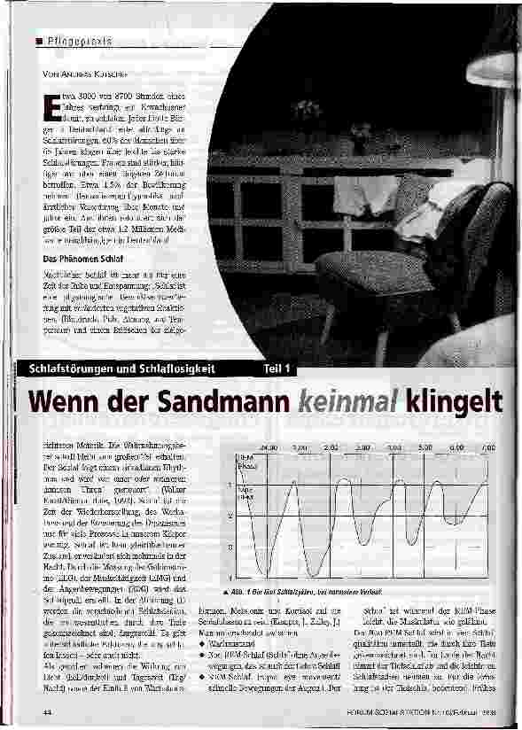 Vorschauseite 1: Wenn der Sandmann keinmal klingelt Teil 1 Schlafstörungen und Schlaflosigkeit