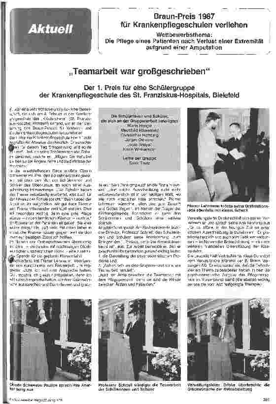 Vorschauseite 1: Teamarbeit war großgeschrieben Der erste Preis für eine Schülergruppe der Krankenpflegeschule des St.Franziskus-Hospitals