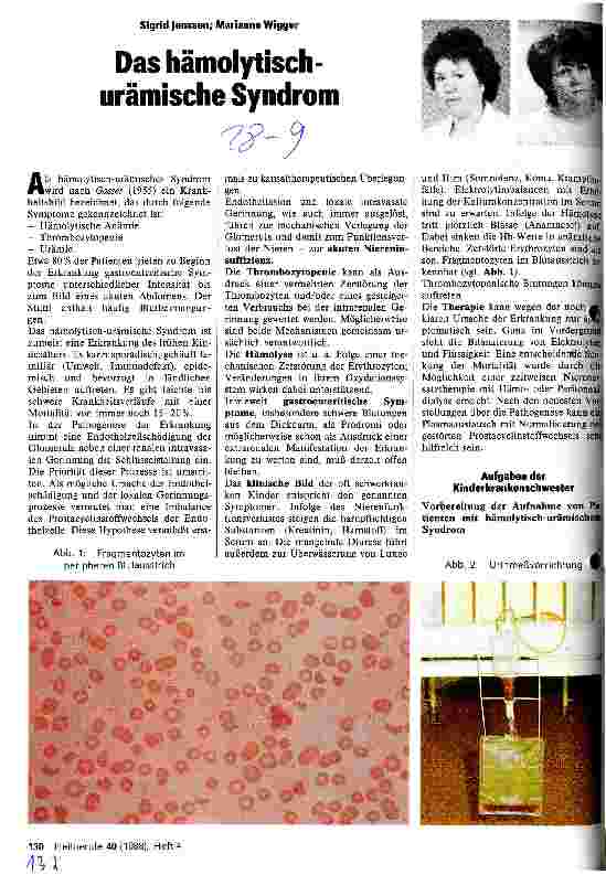Vorschauseite 1: Das hämolytisch-urämische Syndrom