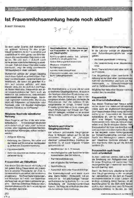 Vorschauseite 1: Ist Frauenmilchsammlung heute noch aktuell?