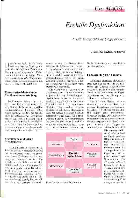 Vorschauseite 1: Erektile Dysfunktion 2. Teil: Therapeutische Möglichkeiten