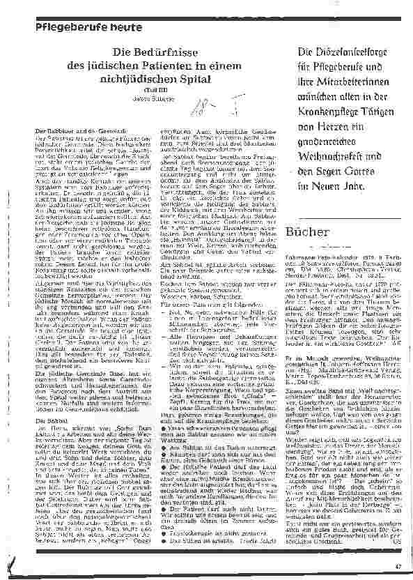 Vorschauseite 1: Die Bedürfnisse des jüdischen Patienten in einem nichtjüdischen Spital Teil III