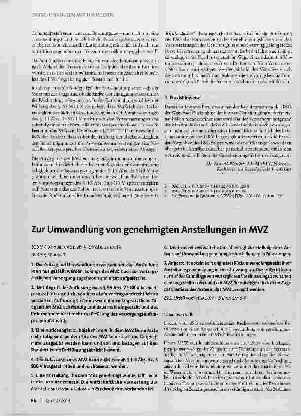 Vorschauseite 2: Zur Rücknahme einer fiktiven Genehmigung durch die Krankenkasse
