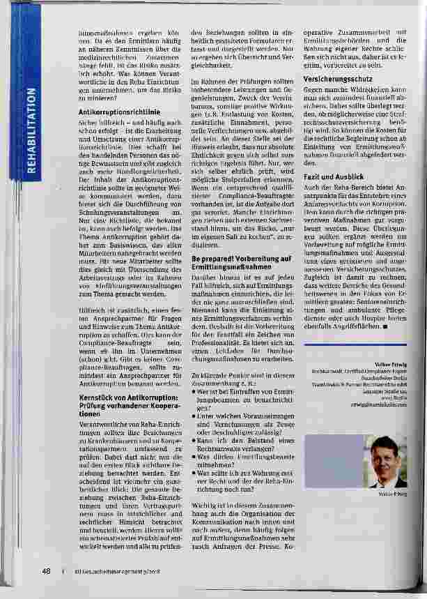 Vorschauseite 3: Antikorruption in Reha-Einrichtungen