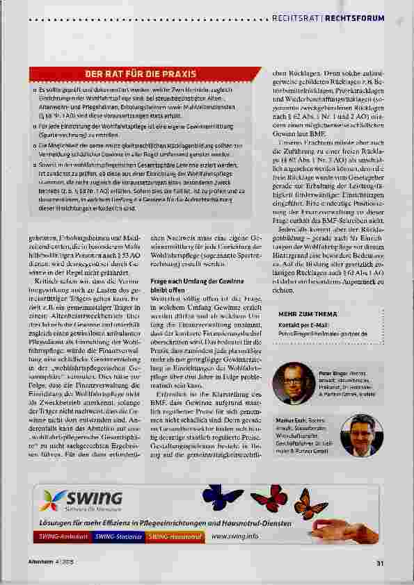 Vorschauseite 2: Zur Verrechnung der Gewinne von gemeinnützigen Einrichtungen