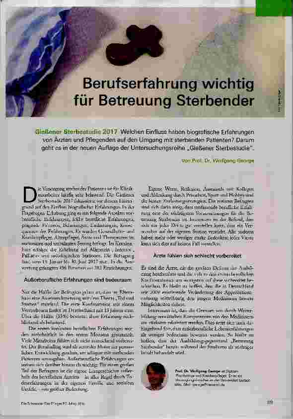 Vorschauseite 1: Berufserfahrung wichtig für Betreuung Sterbender