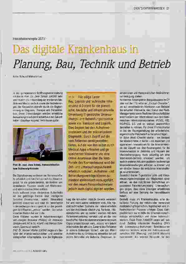 Vorschauseite 1: Das digitale Krankenhaus in Planung Bau Technik und Betrieb