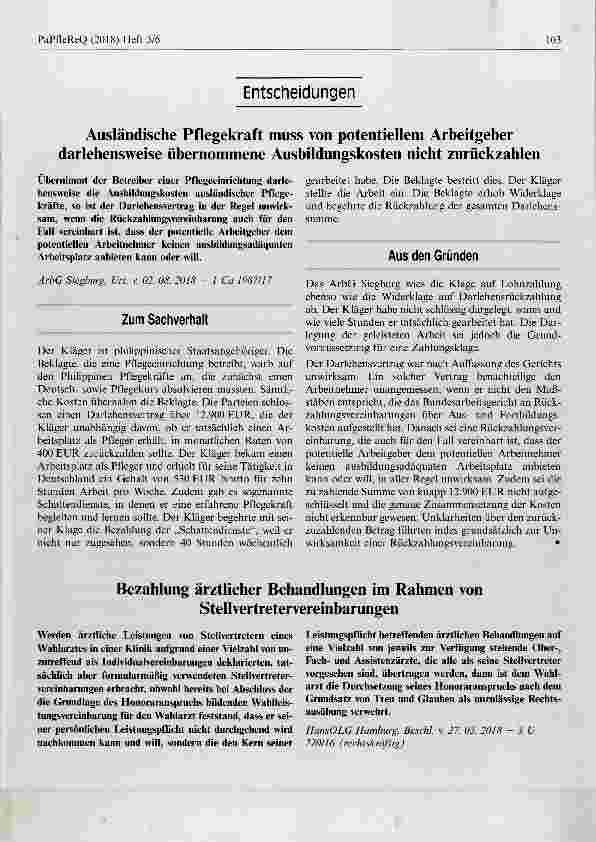 Vorschauseite 1: Bezahlung ärztlicher Behandlungen im Rahmen von Stellvertretervereinharungen