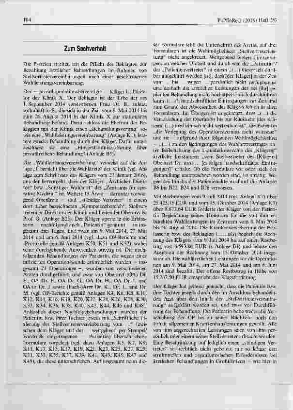 Vorschauseite 2: Bezahlung ärztlicher Behandlungen im Rahmen von Stellvertretervereinharungen