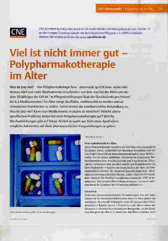 Vorschauseite 1: Viel ist nicht immer gut - Polypharmakotherapie im Alter