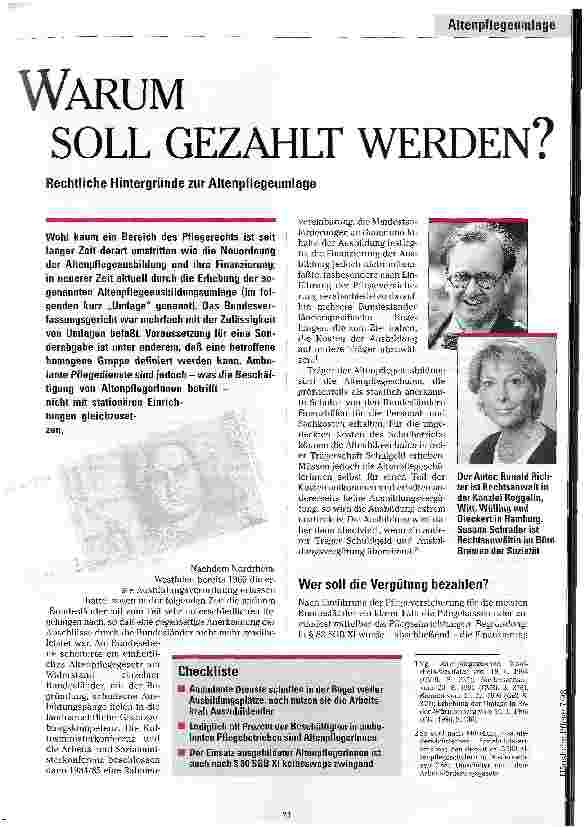 Vorschauseite 1: Warum soll gezahlt werden? Rechtliche Hintergründe zur Altenpflegeumlage