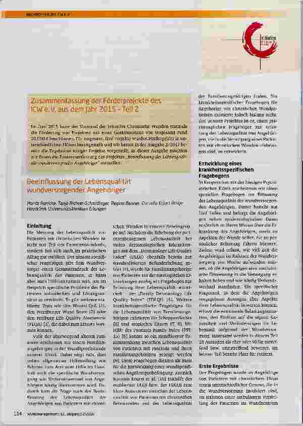 Vorschauseite 1: Zusammenfassung der Förderprojekte des ICW e.V. aus dem Jahr 2015 Teil 2
