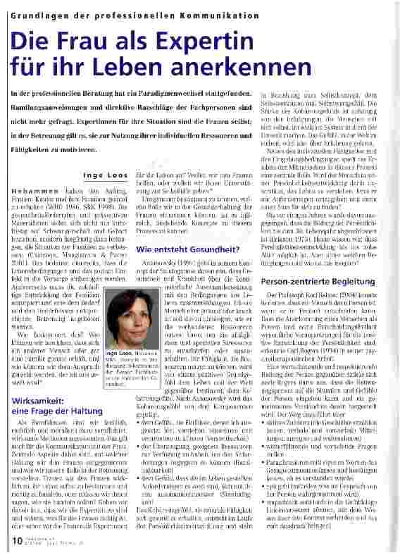 Vorschauseite 1: Die Frau als Expertin für ihr Leben anerkennen